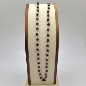 NEW! ORISSA RHODOLITE GARNET BEADED NECKLACE 20" IN STERLING SILVER 21.70 CTW